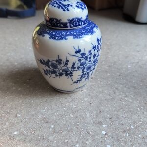 Blue and White Floral Ginger Jar-cherry Blossom